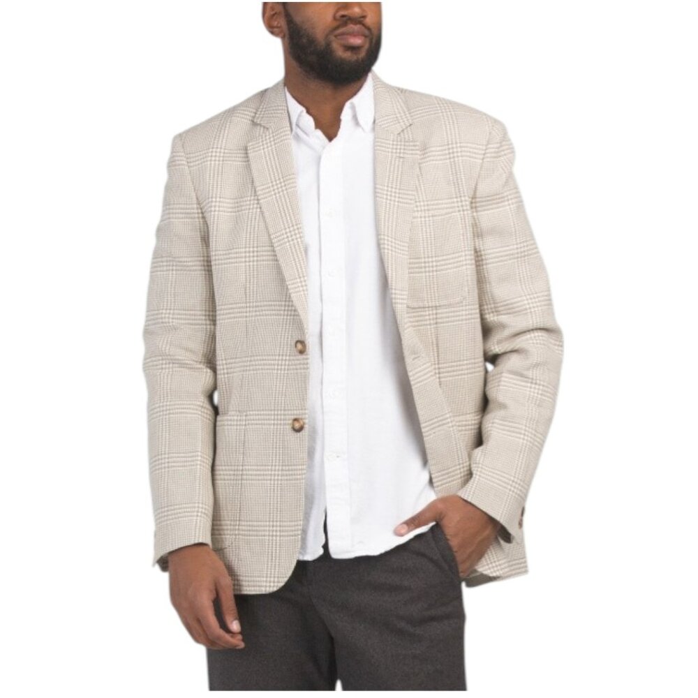 BILLY REID Made In Italy Linen Blend Glen Plaid Archie Jacket